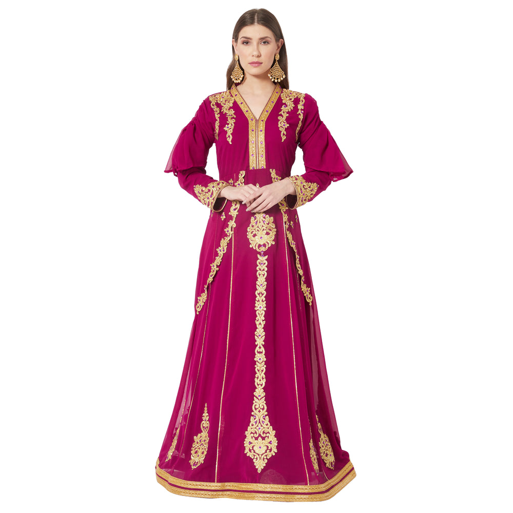 
                  
                    Chic Fashion Gown Designer Dress With Crystal Embroidery - Maxim Creation
                  
                