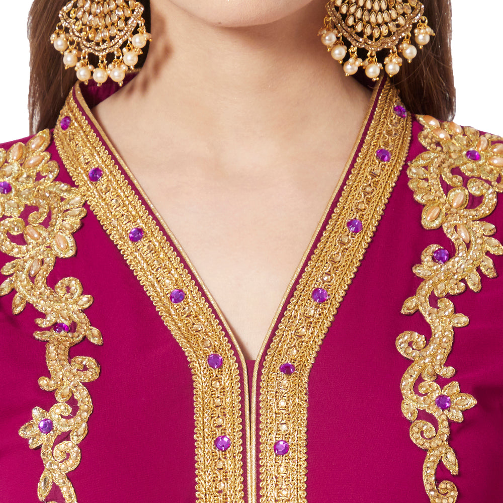 
                  
                    Chic Fashion Gown Designer Dress With Crystal Embroidery - Maxim Creation
                  
                