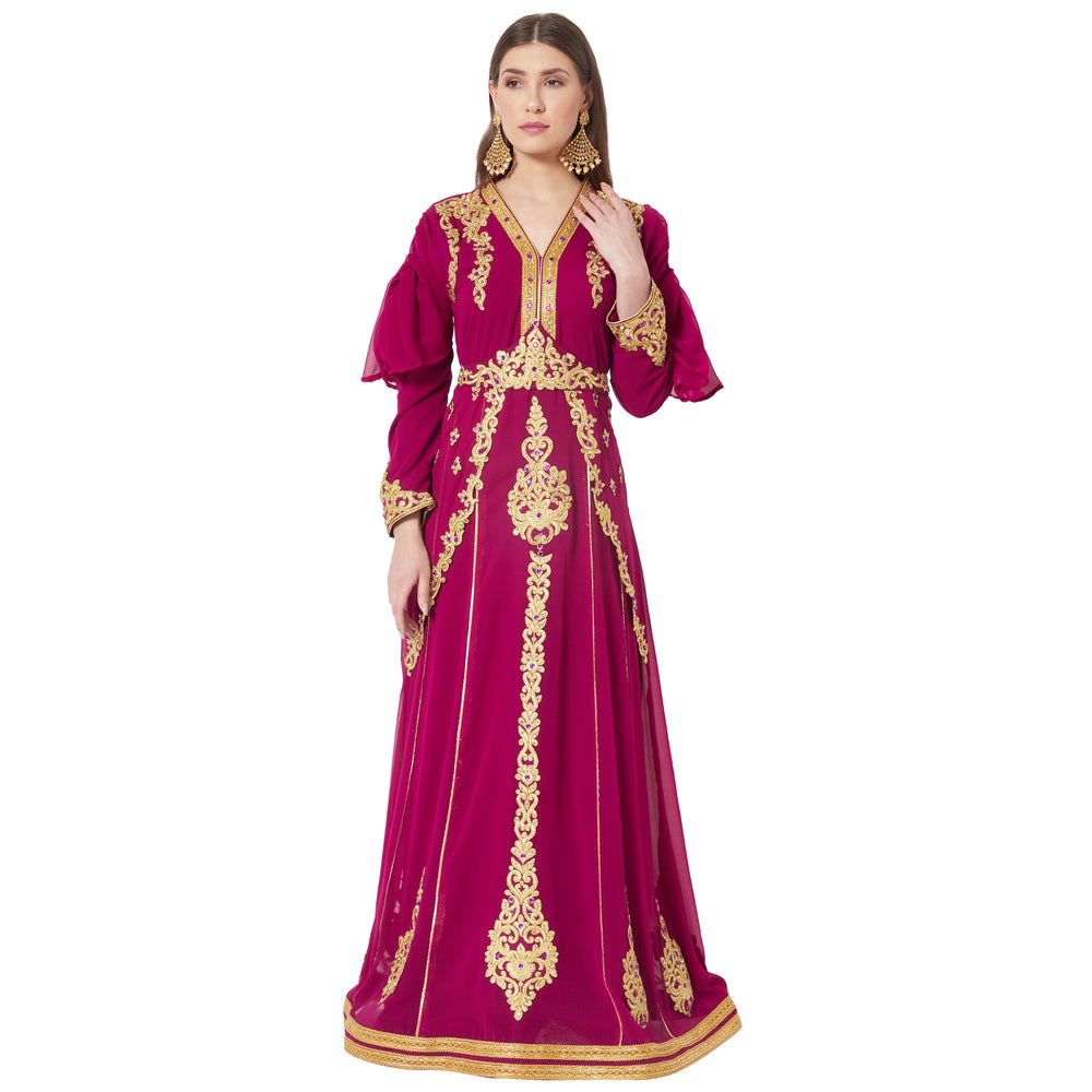 
                  
                    Chic Fashion Gown Designer Dress With Crystal Embroidery - Maxim Creation
                  
                