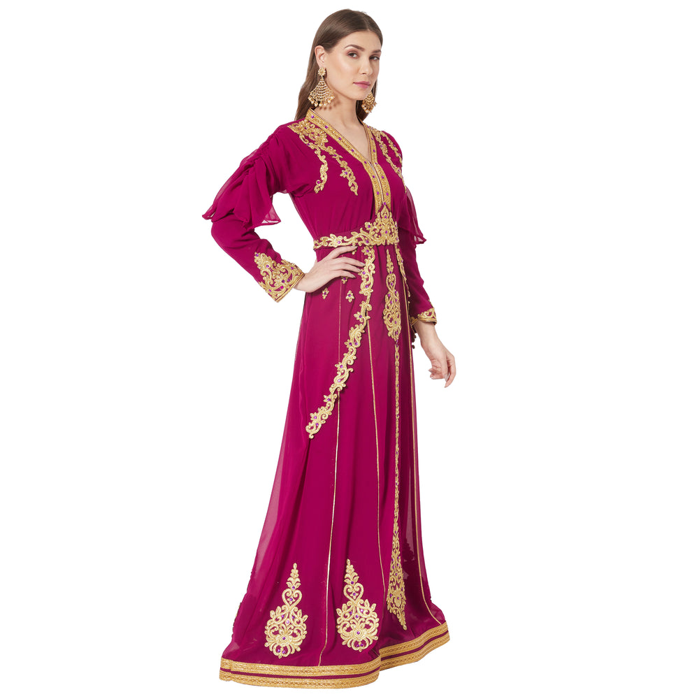 
                  
                    Chic Fashion Gown Designer Dress With Crystal Embroidery - Maxim Creation
                  
                