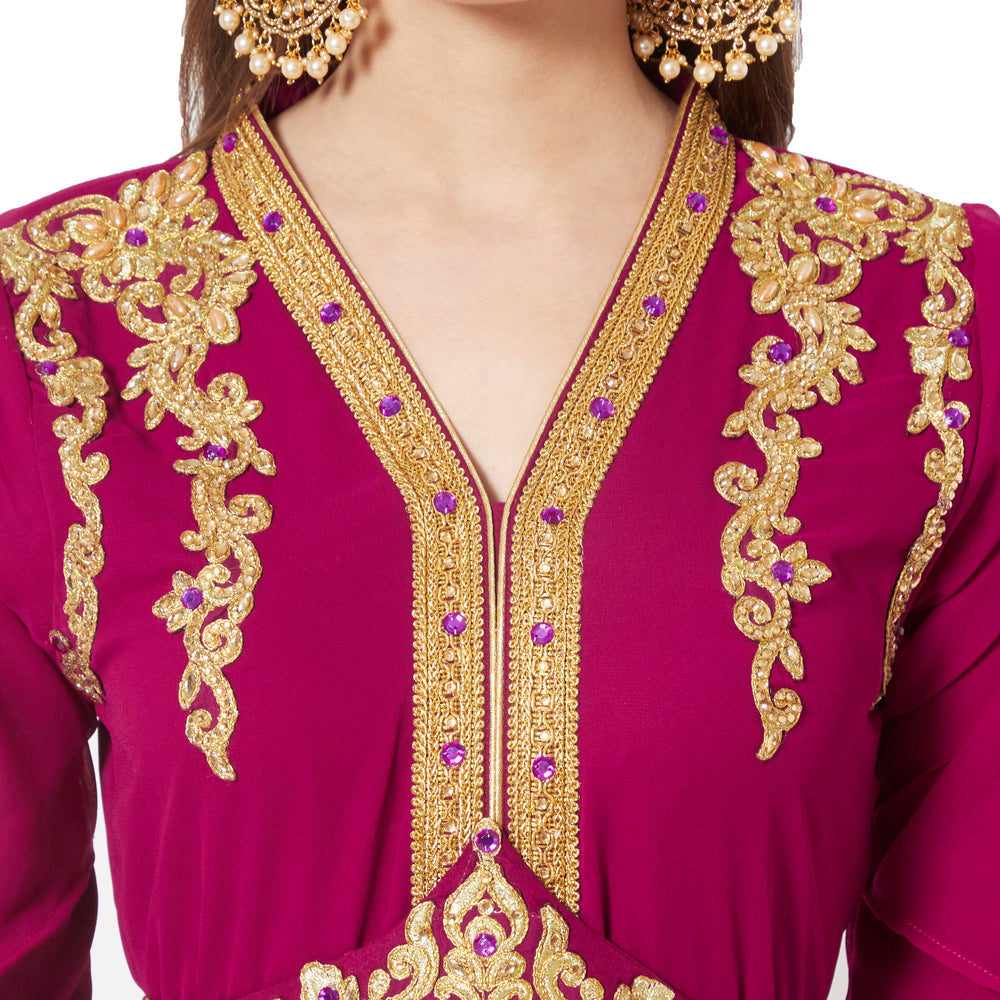 
                  
                    Chic Fashion Gown Designer Dress With Crystal Embroidery - Maxim Creation
                  
                