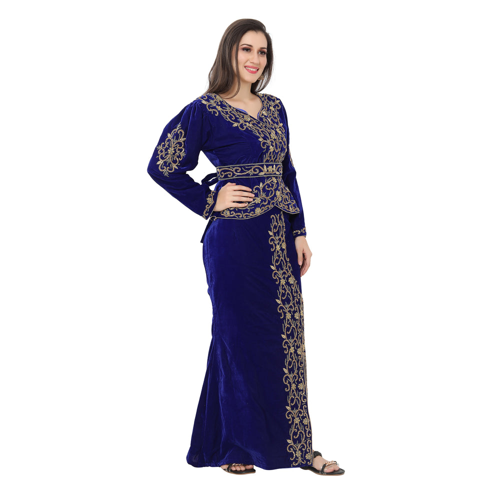 
                  
                    Algerian Traditional Sarwal & Top Embroidered Kaftan in Luxury Velvet - Maxim Creation
                  
                