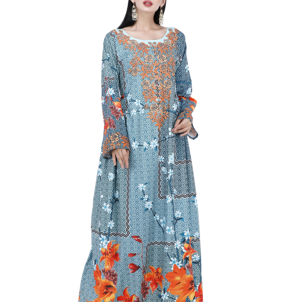 Digital Print Geometric Print Party Gown - Maxim Creation
