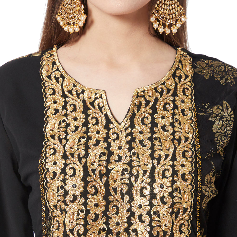 
                  
                    Designer Kaftan Black Wedding Gown - Maxim Creation
                  
                
