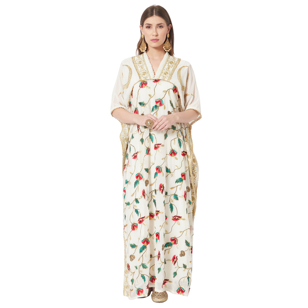 
                  
                    Moroccan Dress in Embroidered Fabric Maxi Gown - Maxim Creation
                  
                