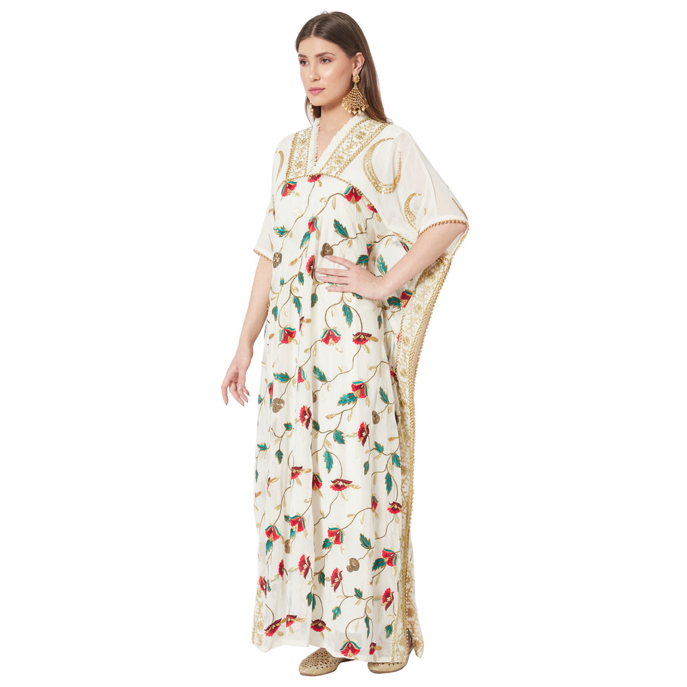 
                  
                    Moroccan Dress in Embroidered Fabric Maxi Gown - Maxim Creation
                  
                
