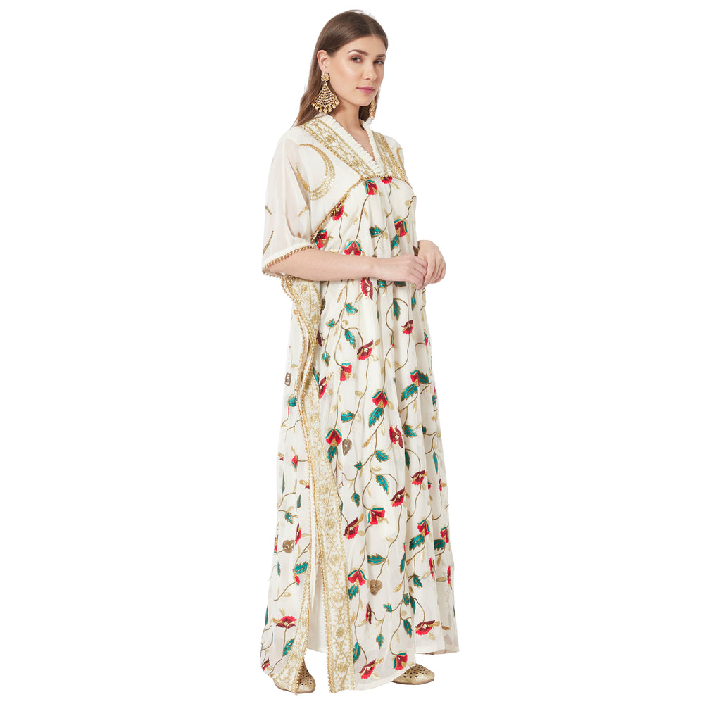 
                  
                    Moroccan Dress in Embroidered Fabric Maxi Gown - Maxim Creation
                  
                