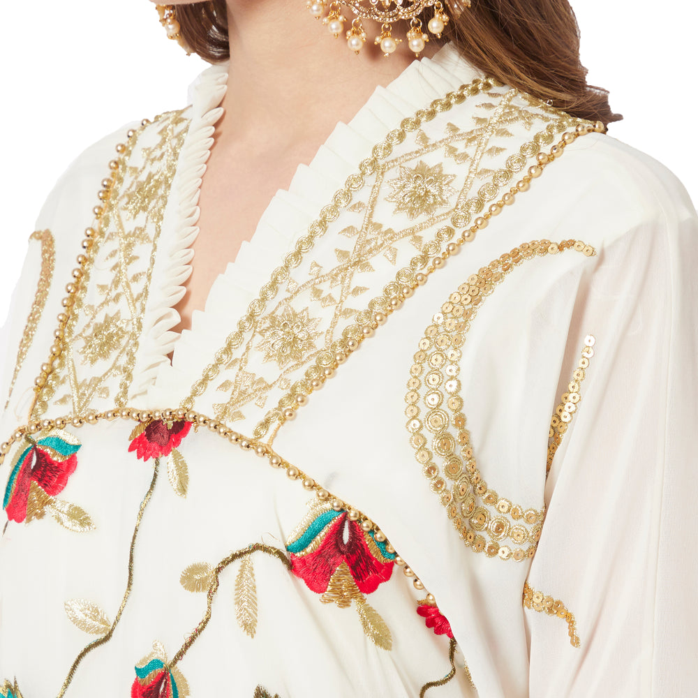 
                  
                    Moroccan Dress in Embroidered Fabric Maxi Gown - Maxim Creation
                  
                