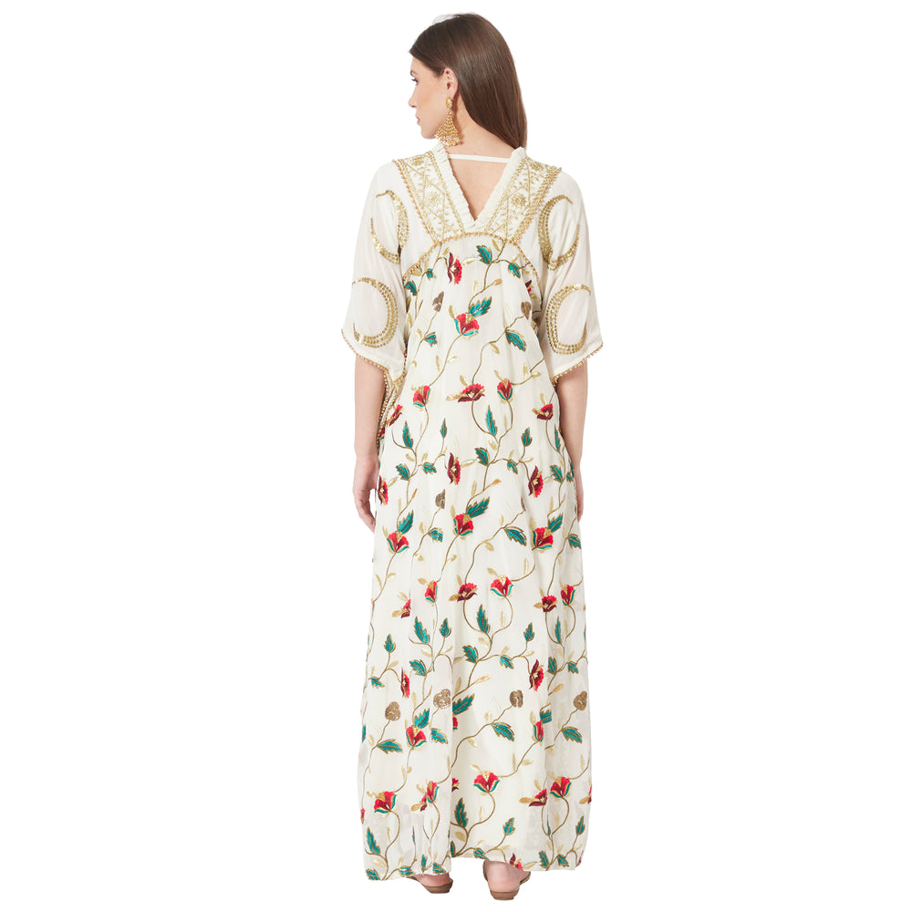 
                  
                    Moroccan Dress in Embroidered Fabric Maxi Gown - Maxim Creation
                  
                
