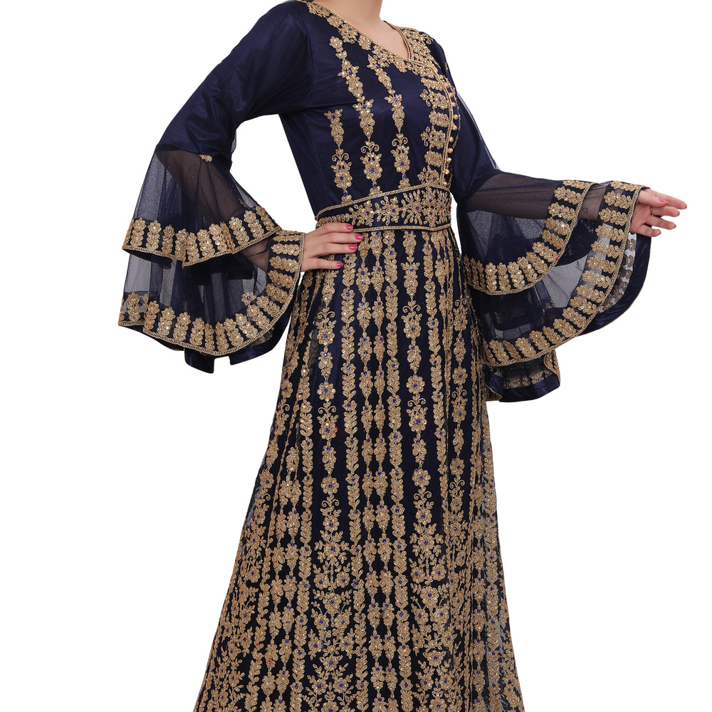 
                  
                    Moroccan Takchita Thobe Partywear Navy Blue Kaftan - Maxim Creation
                  
                