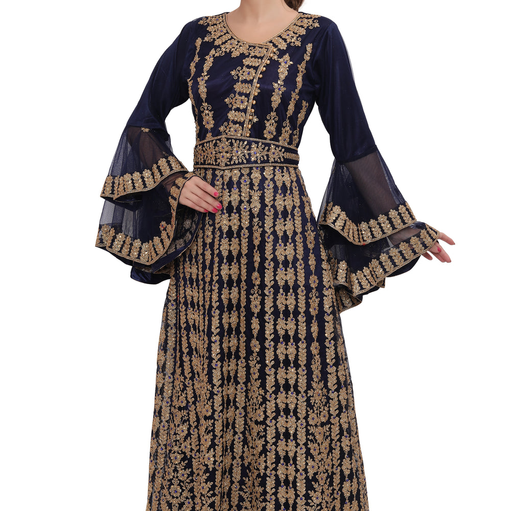 
                  
                    Moroccan Takchita Thobe Partywear Navy Blue Kaftan - Maxim Creation
                  
                