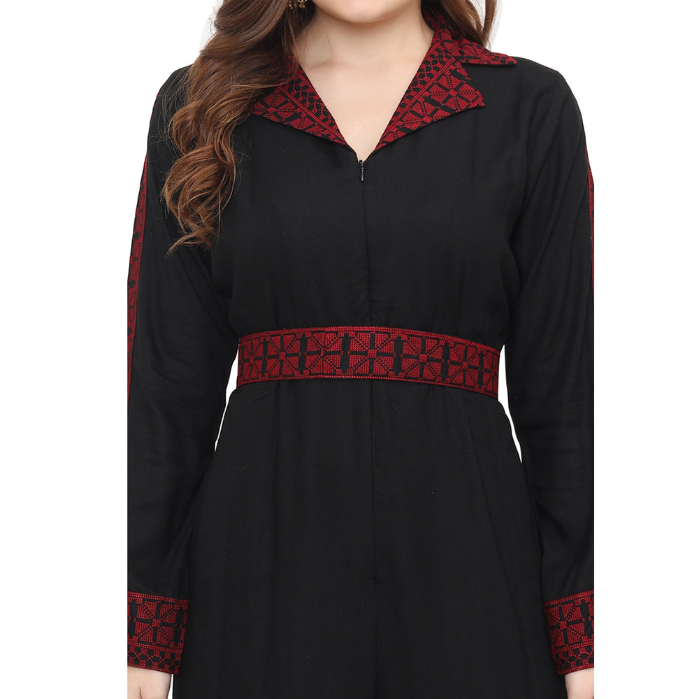 
                  
                    Designer Jumpsuit Red Thread Embroidery Ensemble - Maxim Creation
                  
                