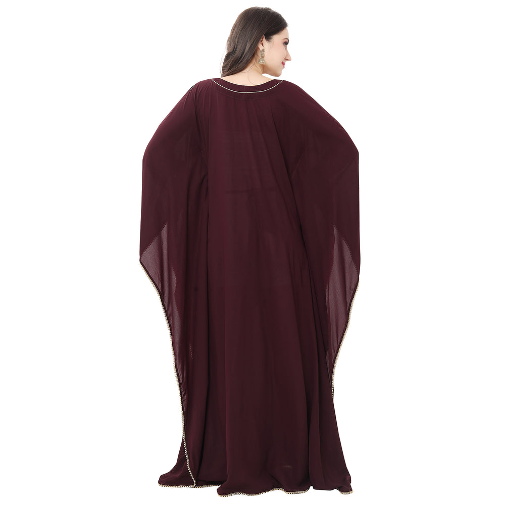 
                  
                    Dubai Farasha Long Robe with Peacock Feather Embroidery - Maxim Creation
                  
                