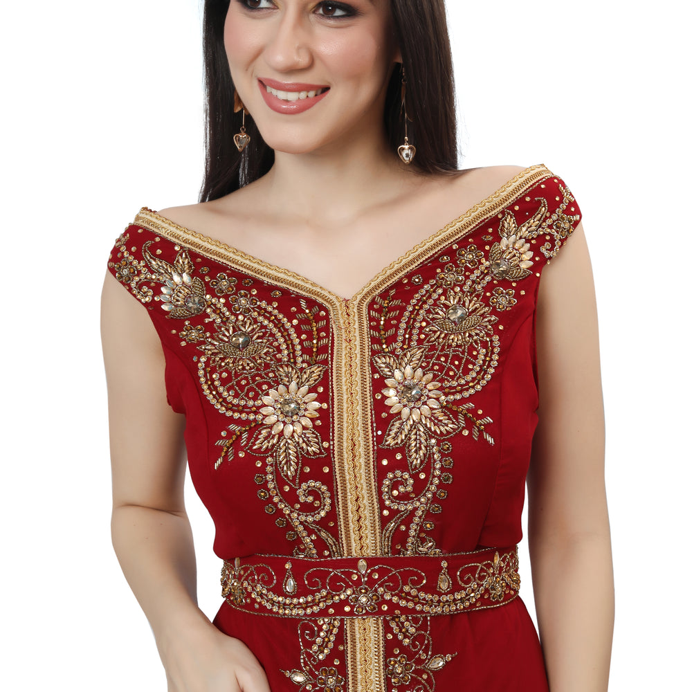 Crystal Hand Work & Beads Ball Gown