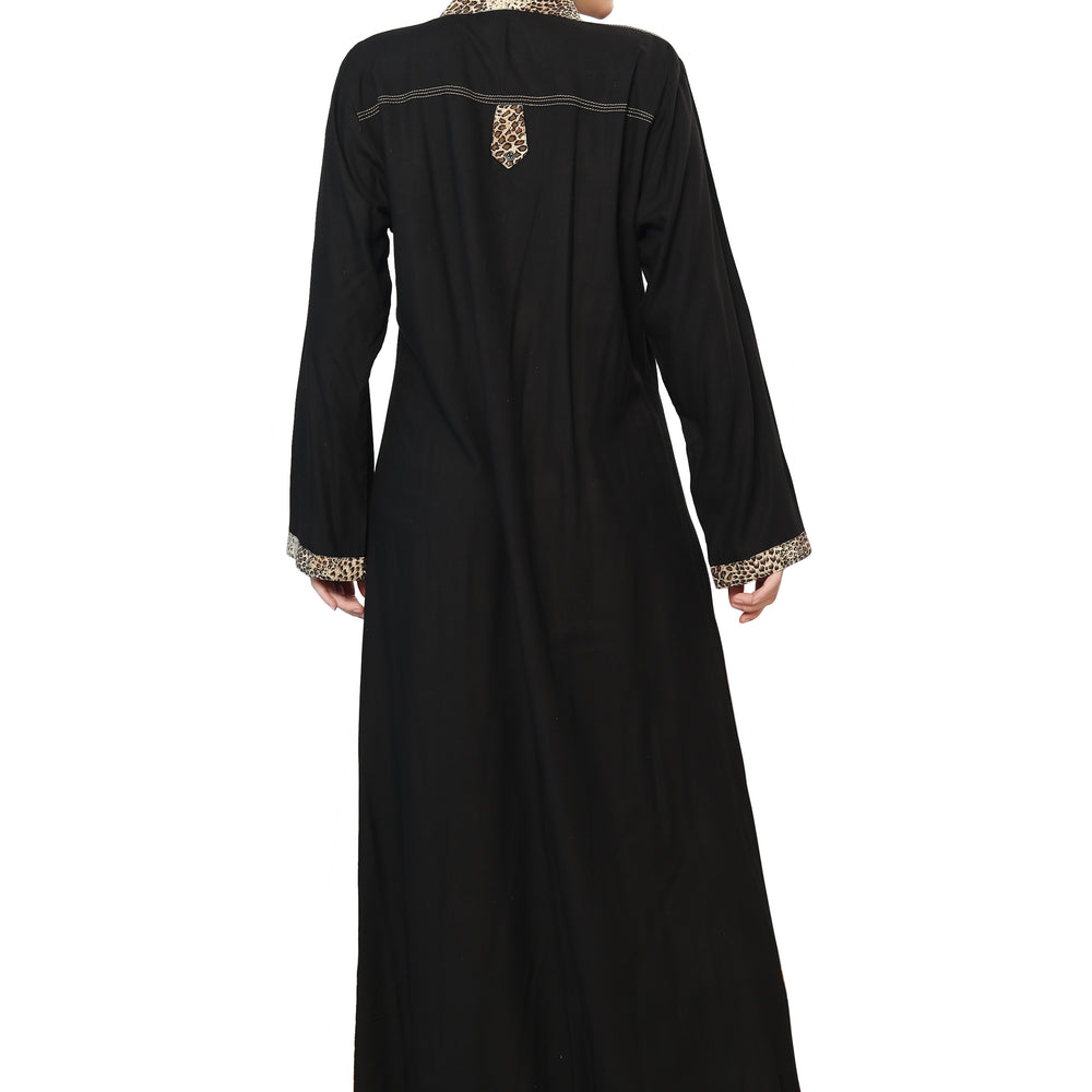 
                  
                    Black Mul Tiered Maxi Dress with Leopord Print Collar - Maxim Creation
                  
                
