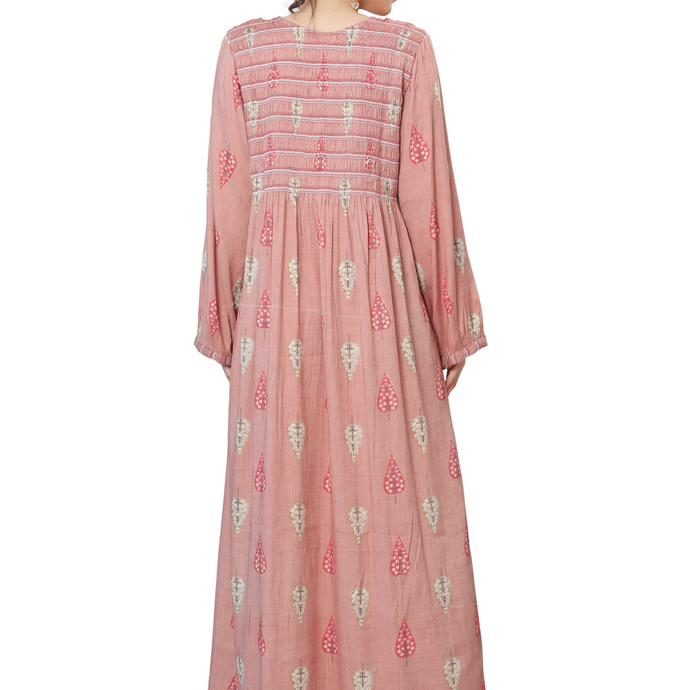 
                  
                    Long Kaftan Gown with Gathering in Pink - Maxim Creation
                  
                