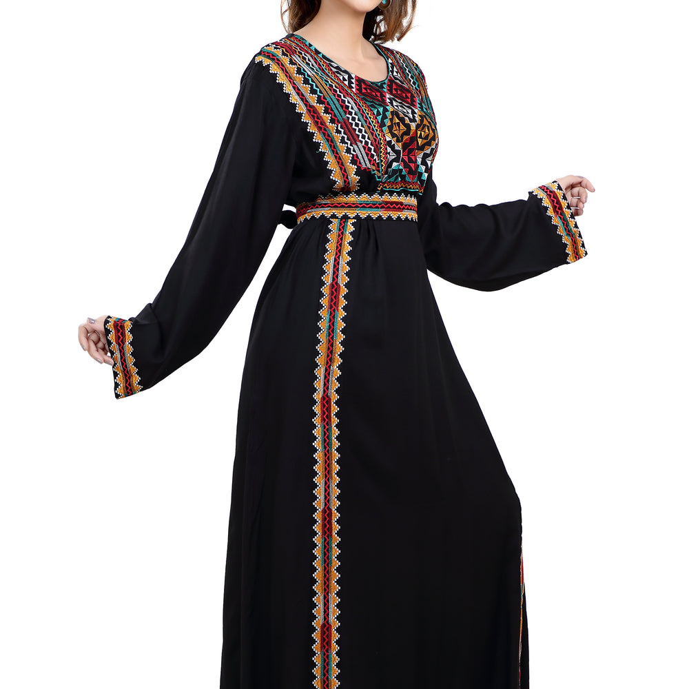 
                  
                    Multicoloured Cross-Stitch Threadwork Embroidery Kaftan - Maxim Creation
                  
                