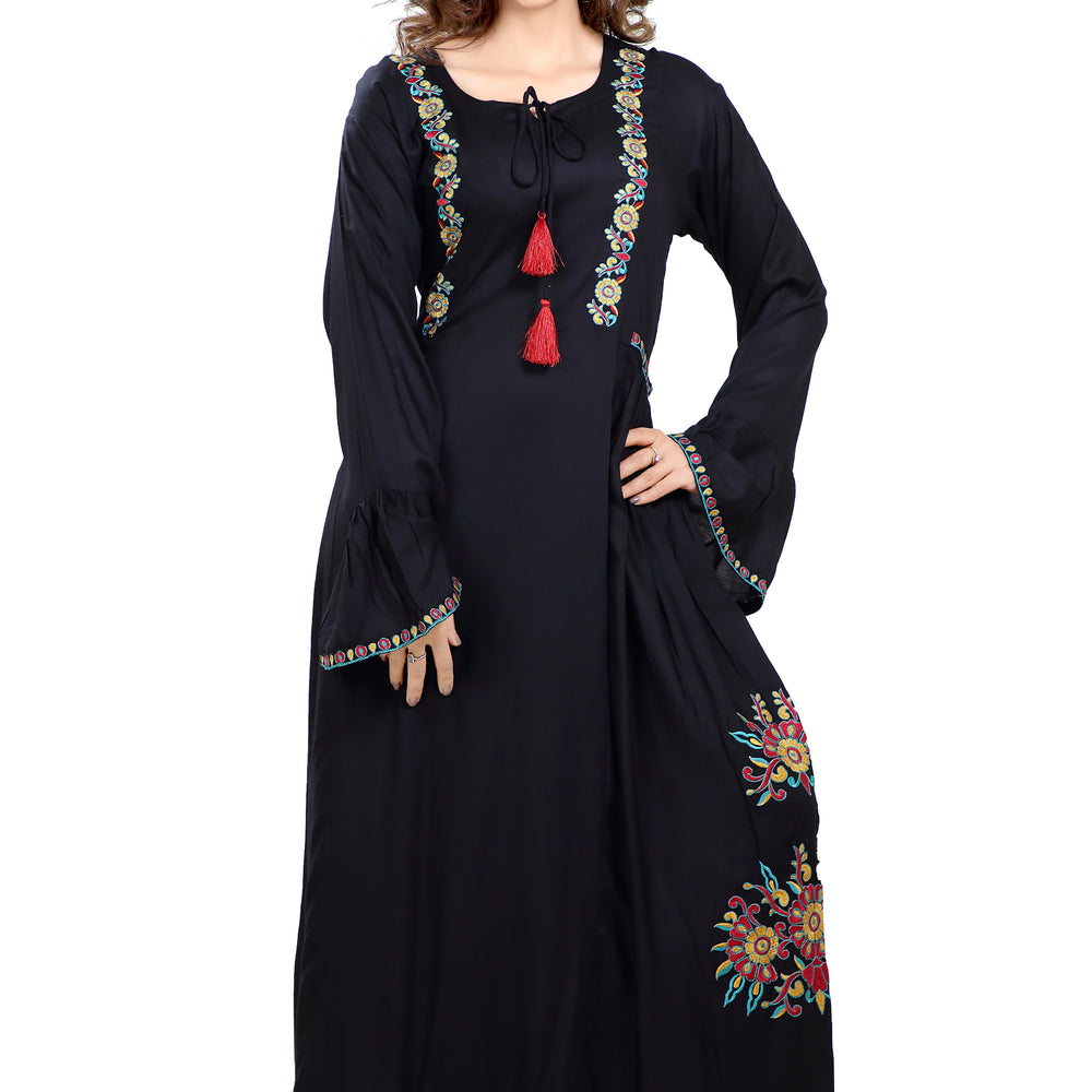
                  
                    Traditional Threadwork Kaftan Black Gown - Maxim Creation
                  
                