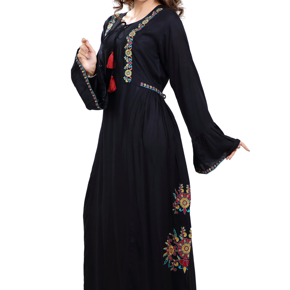 
                  
                    Traditional Threadwork Kaftan Black Gown - Maxim Creation
                  
                