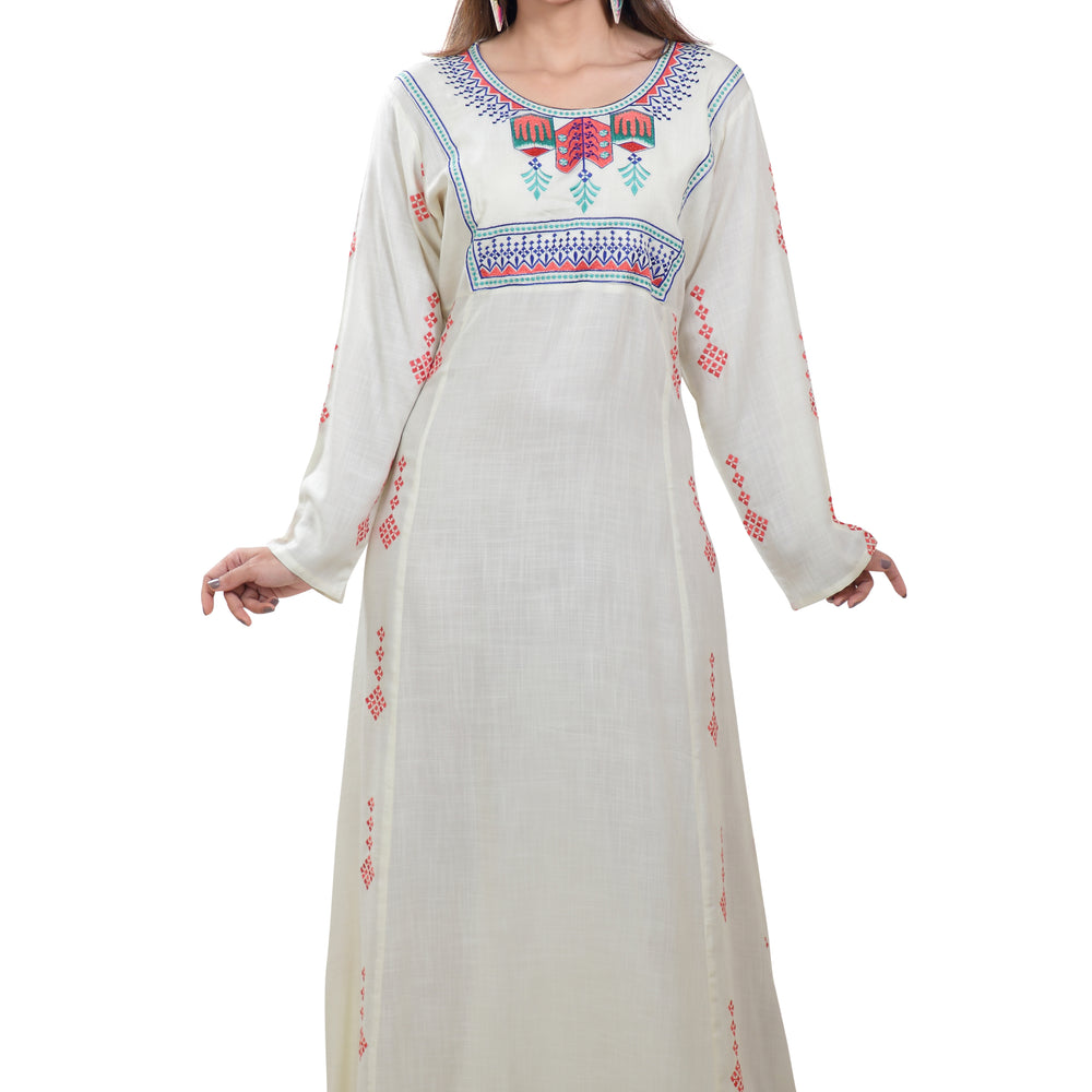 
                  
                    Boho Rayon Maxi Dress in Thread Embroidery - Maxim Creation
                  
                