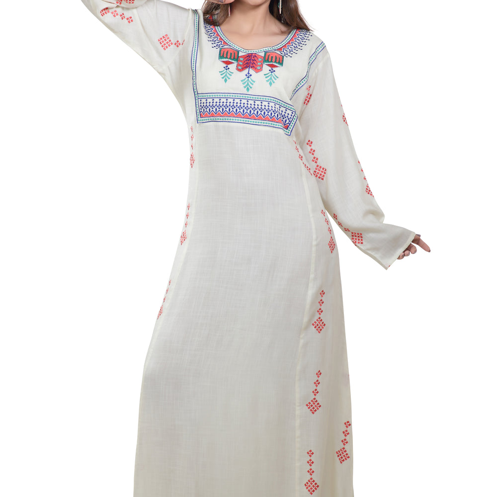 
                  
                    Boho Rayon Maxi Dress in Thread Embroidery - Maxim Creation
                  
                