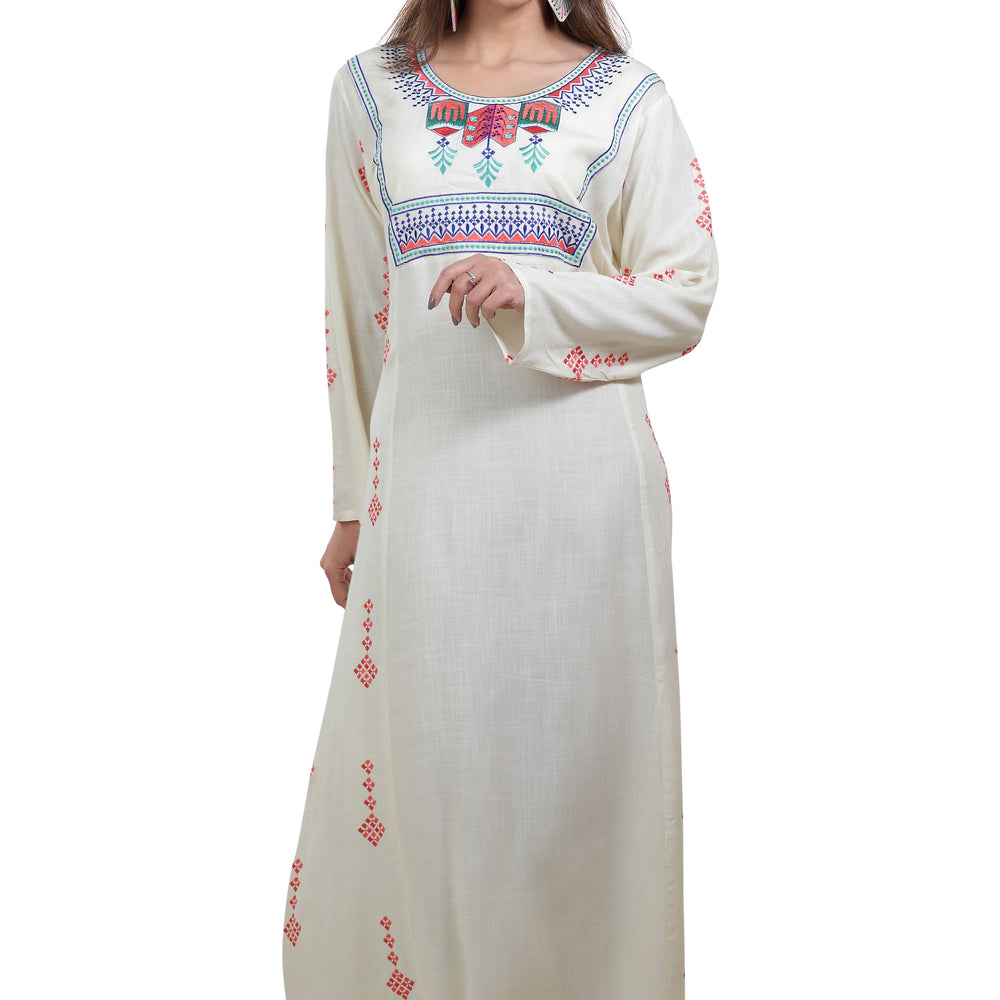 
                  
                    Boho Rayon Maxi Dress in Thread Embroidery - Maxim Creation
                  
                