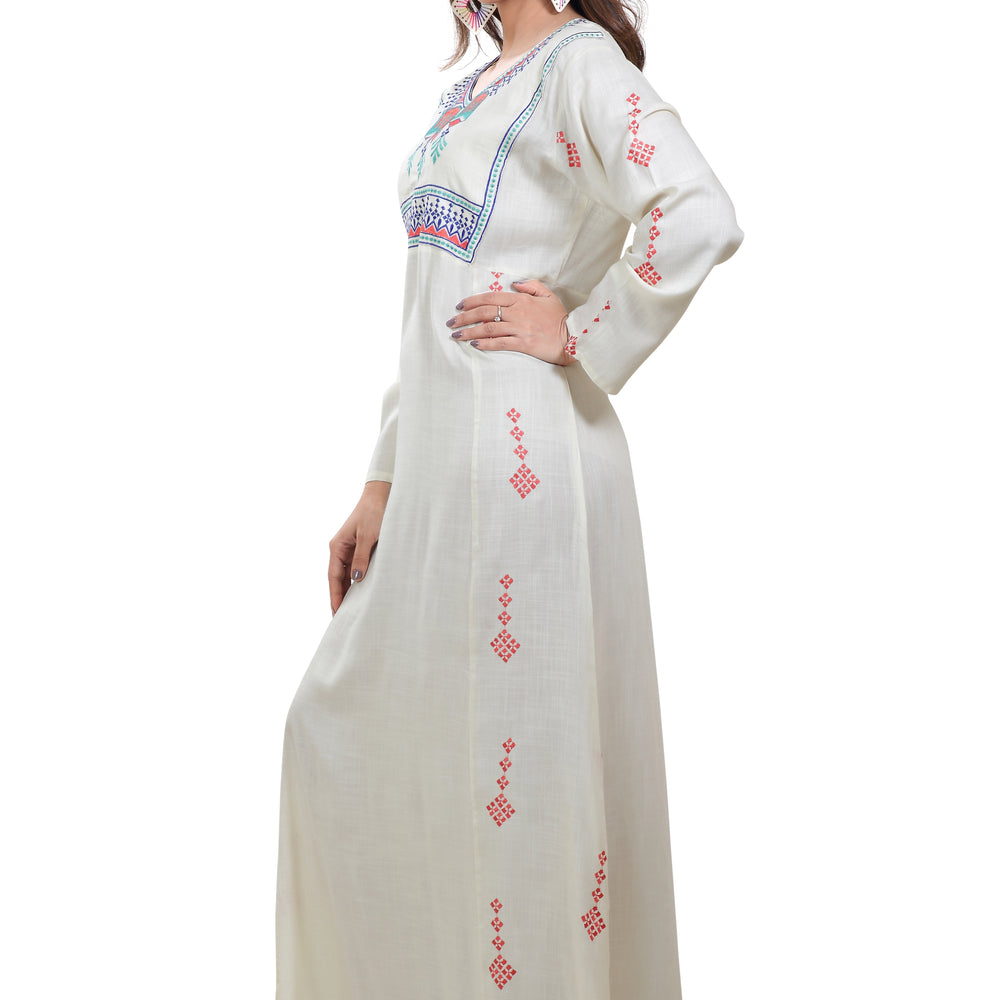 
                  
                    Boho Rayon Maxi Dress in Thread Embroidery - Maxim Creation
                  
                