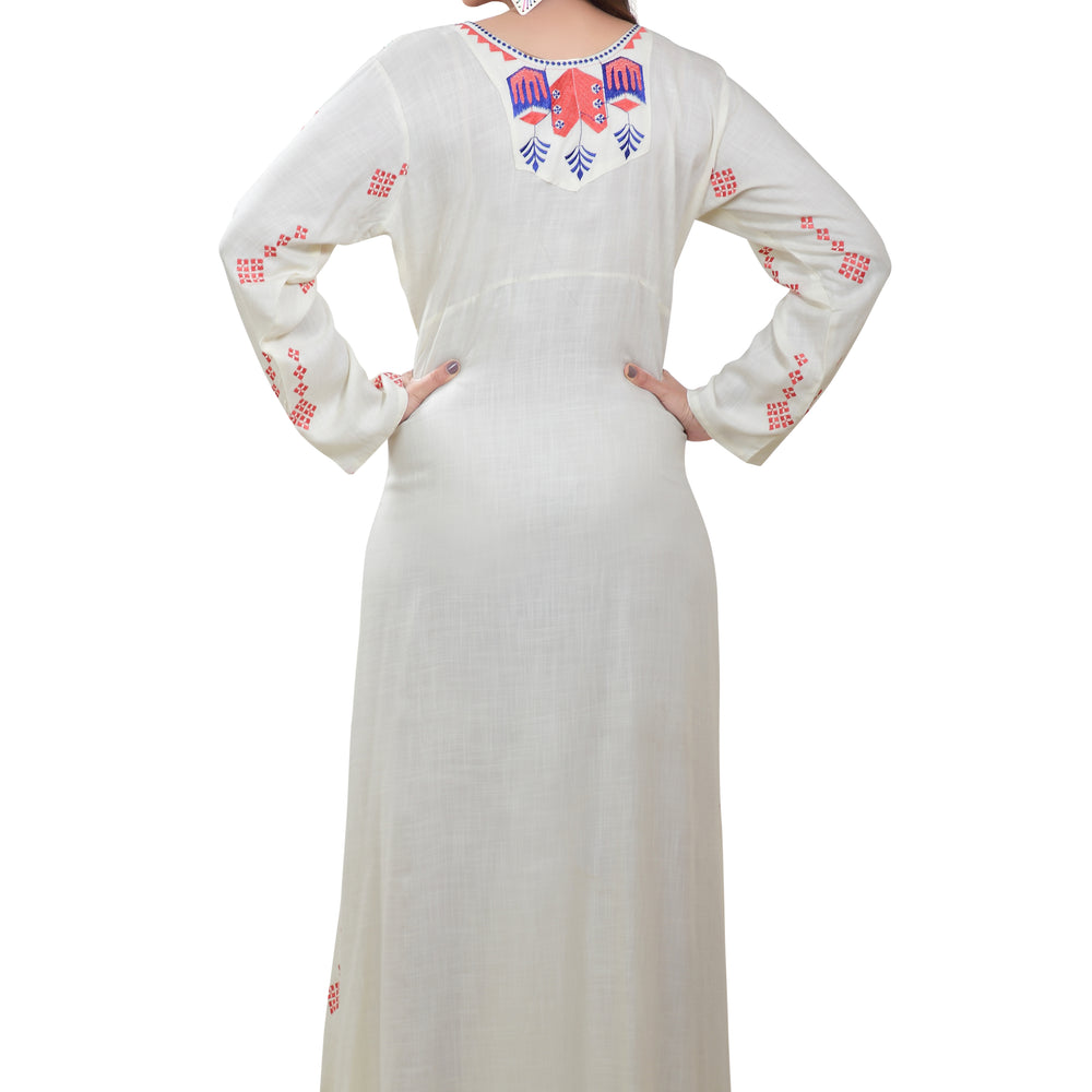 
                  
                    Boho Rayon Maxi Dress in Thread Embroidery - Maxim Creation
                  
                