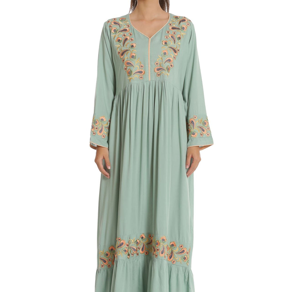 
                  
                    Designer Kaftan with Threadwork Embroidery Gown - Maxim Creation
                  
                