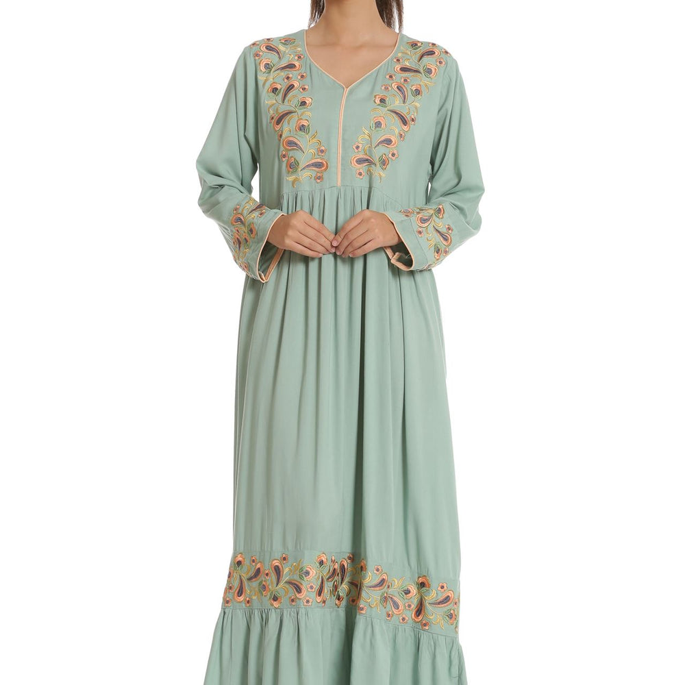 
                  
                    Designer Kaftan with Threadwork Embroidery Gown - Maxim Creation
                  
                