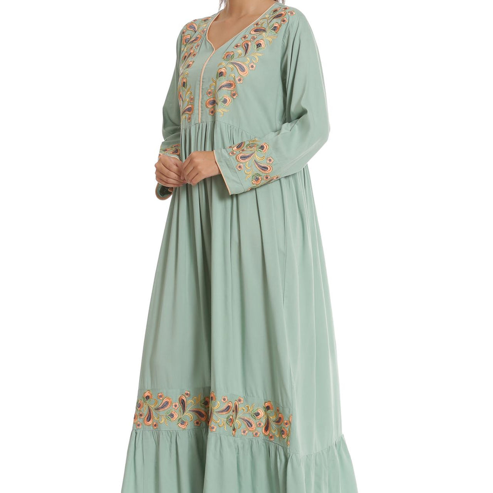 
                  
                    Designer Kaftan with Threadwork Embroidery Gown - Maxim Creation
                  
                