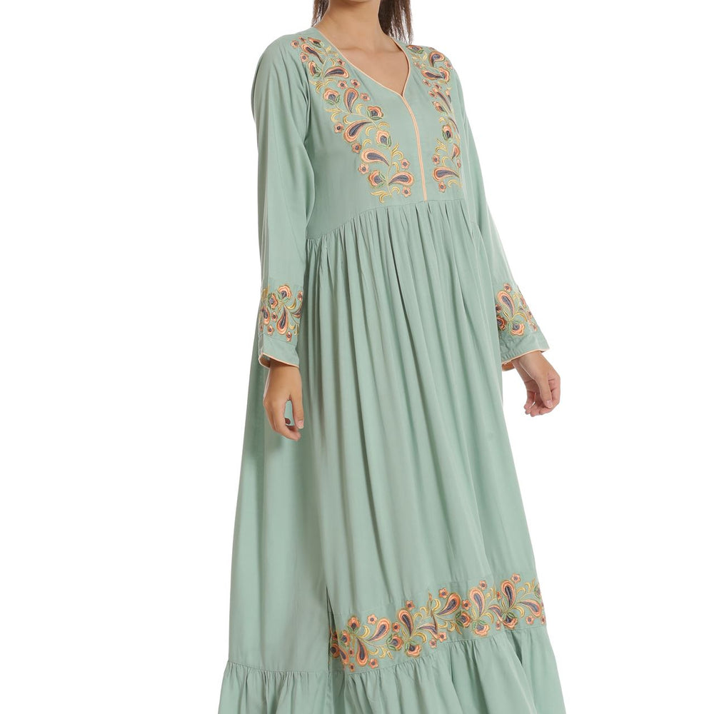 
                  
                    Designer Kaftan with Threadwork Embroidery Gown - Maxim Creation
                  
                