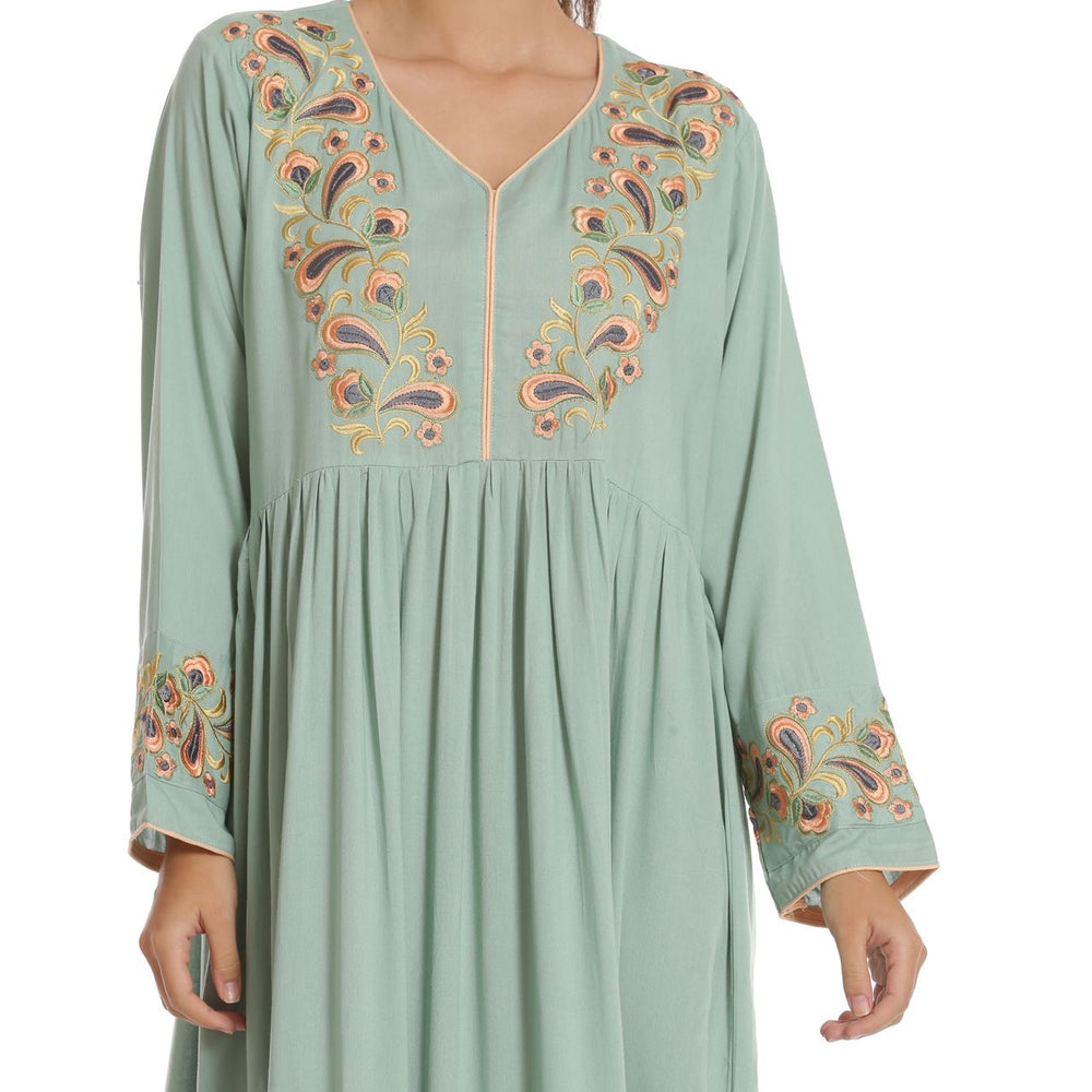 
                  
                    Designer Kaftan with Threadwork Embroidery Gown - Maxim Creation
                  
                