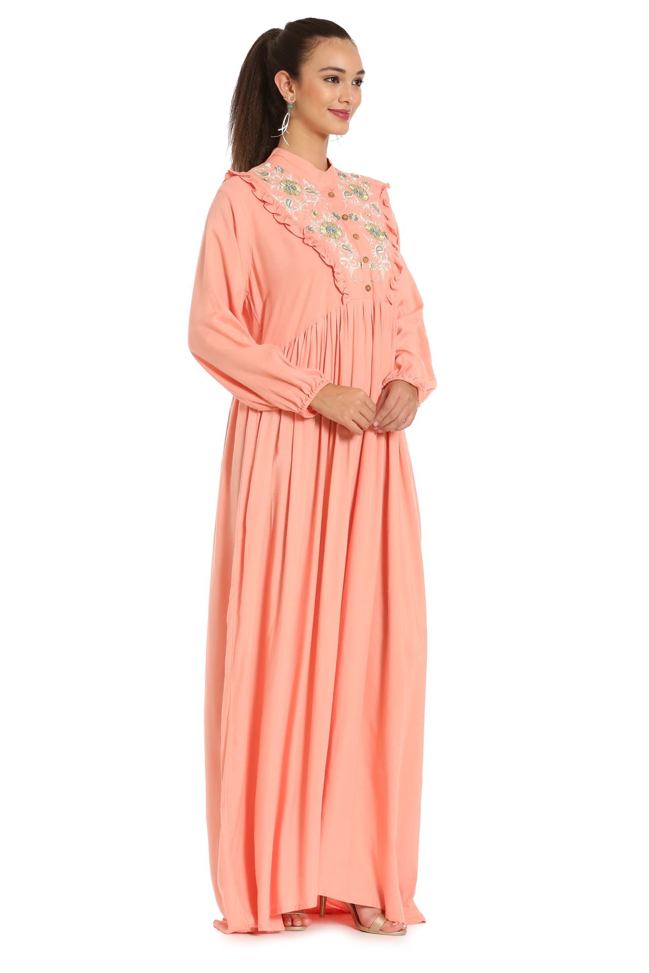 Kaftan Thread Embroidered Maxi Dress - Maxim Creation