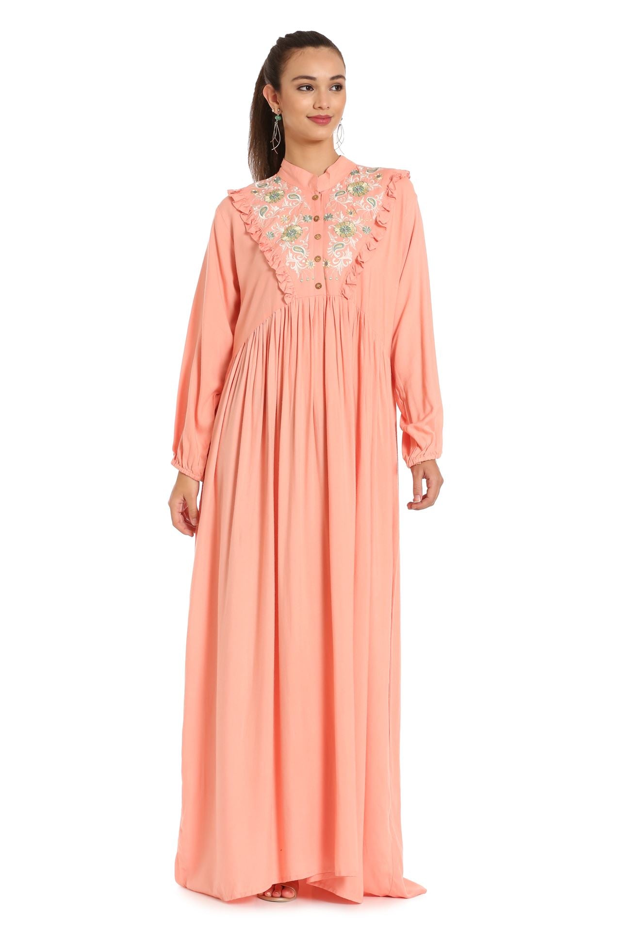 Kaftan Thread Embroidered Maxi Dress - Maxim Creation