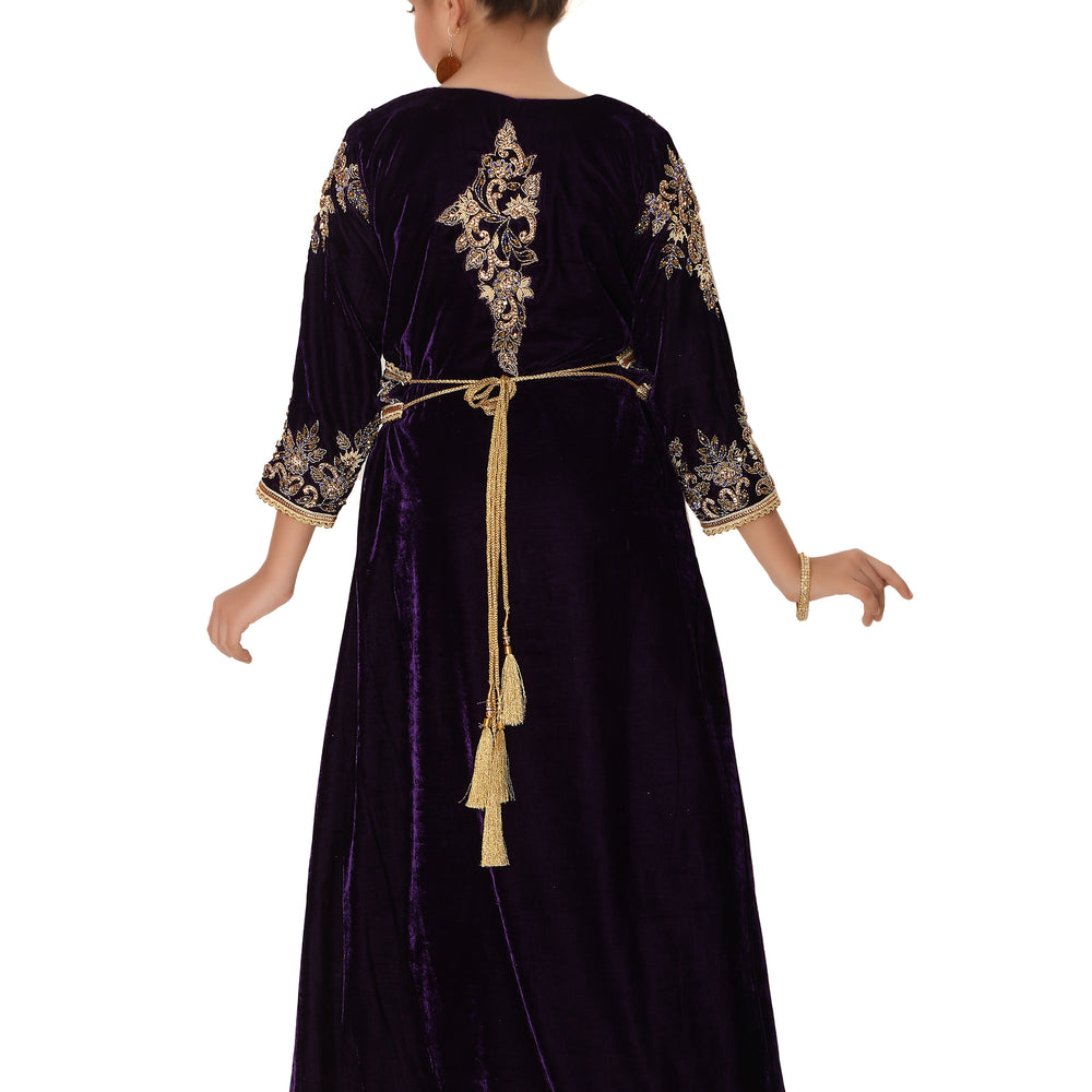 
                  
                    Takchita Kids Caftan Purple Velvet Party Gown For Children - Maxim Creation
                  
                