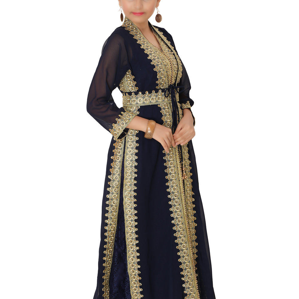 
                  
                    Infant Toddler Kaftan With Golden Lace Work For Little Princess - Maxim Creation
                  
                