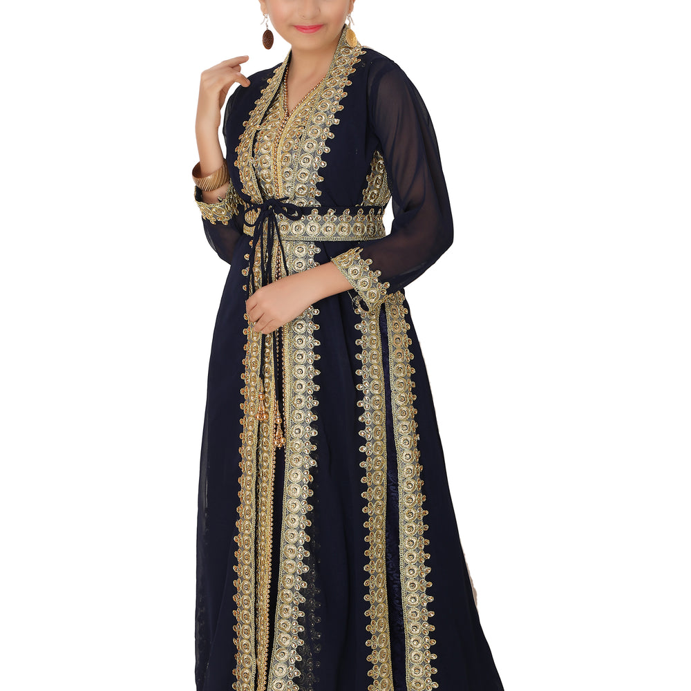 
                  
                    Infant Toddler Kaftan With Golden Lace Work For Little Princess - Maxim Creation
                  
                