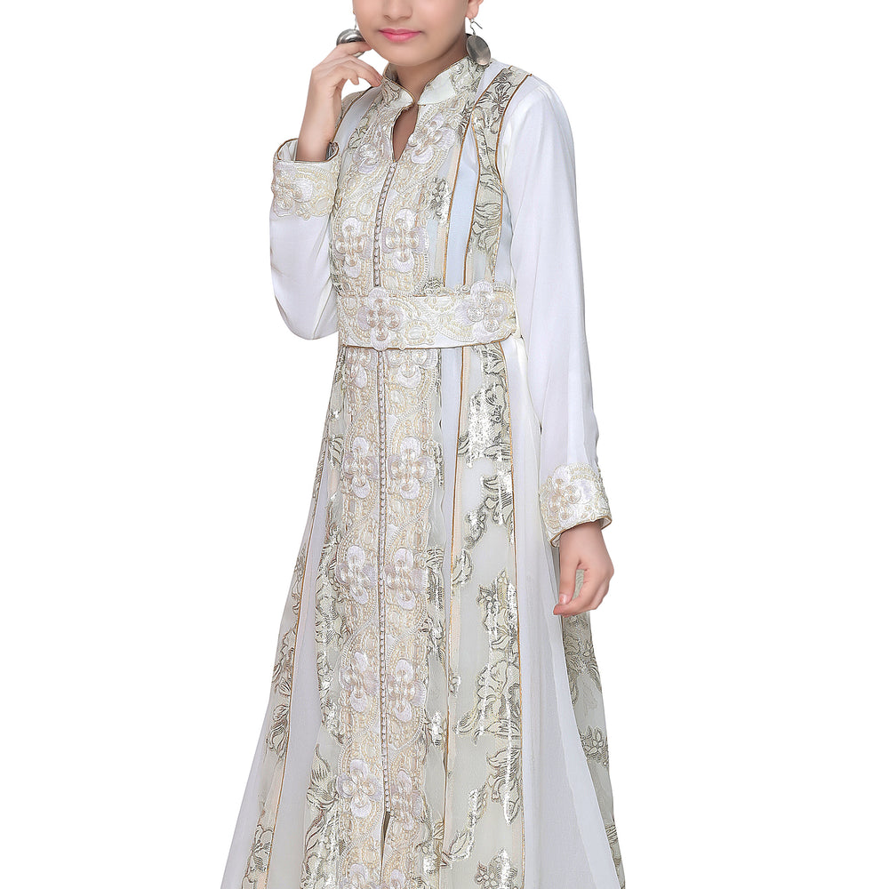 
                  
                    Embroidered Dress Cream Color Kaftan For Kids - Maxim Creation
                  
                