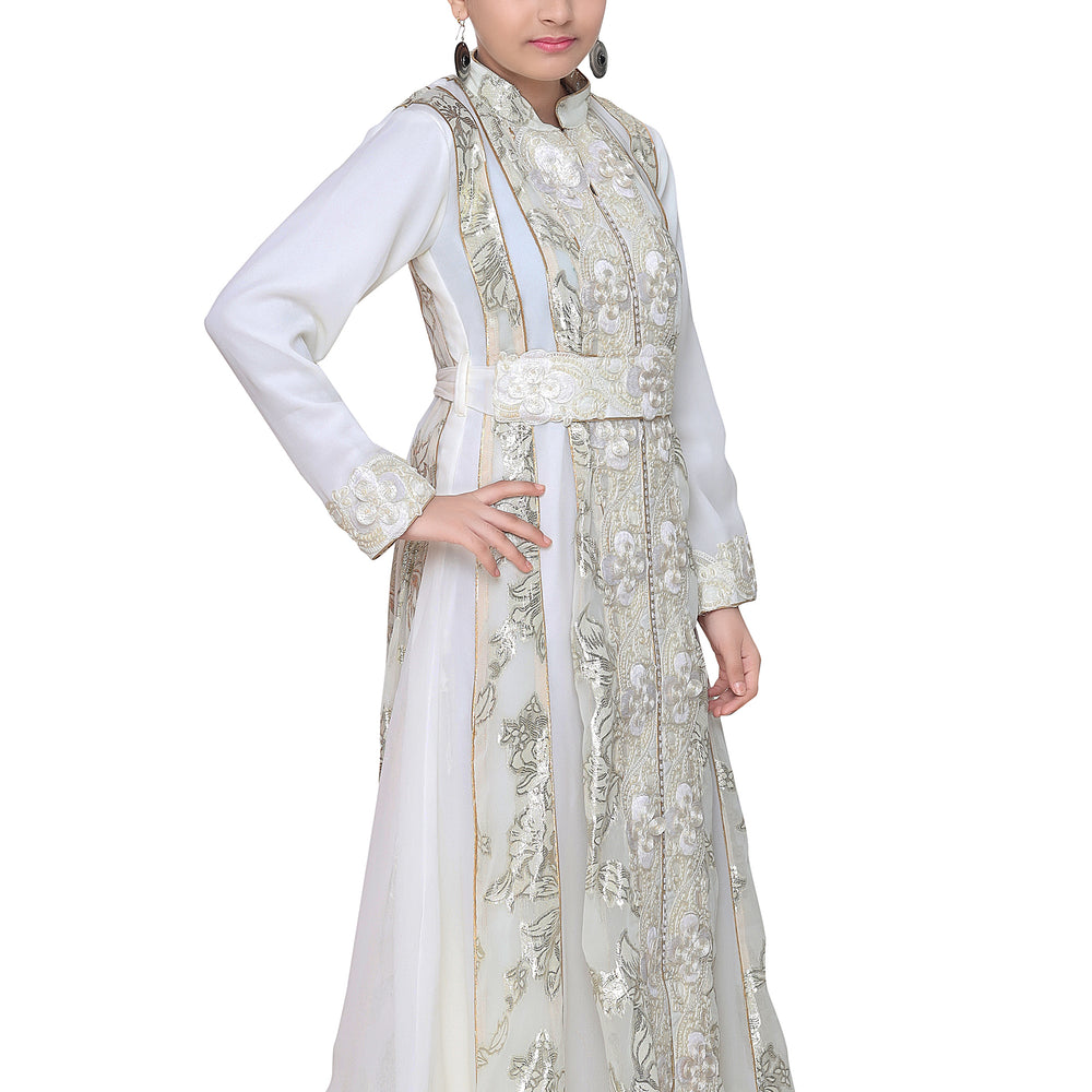 
                  
                    Embroidered Dress Cream Color Kaftan For Kids - Maxim Creation
                  
                
