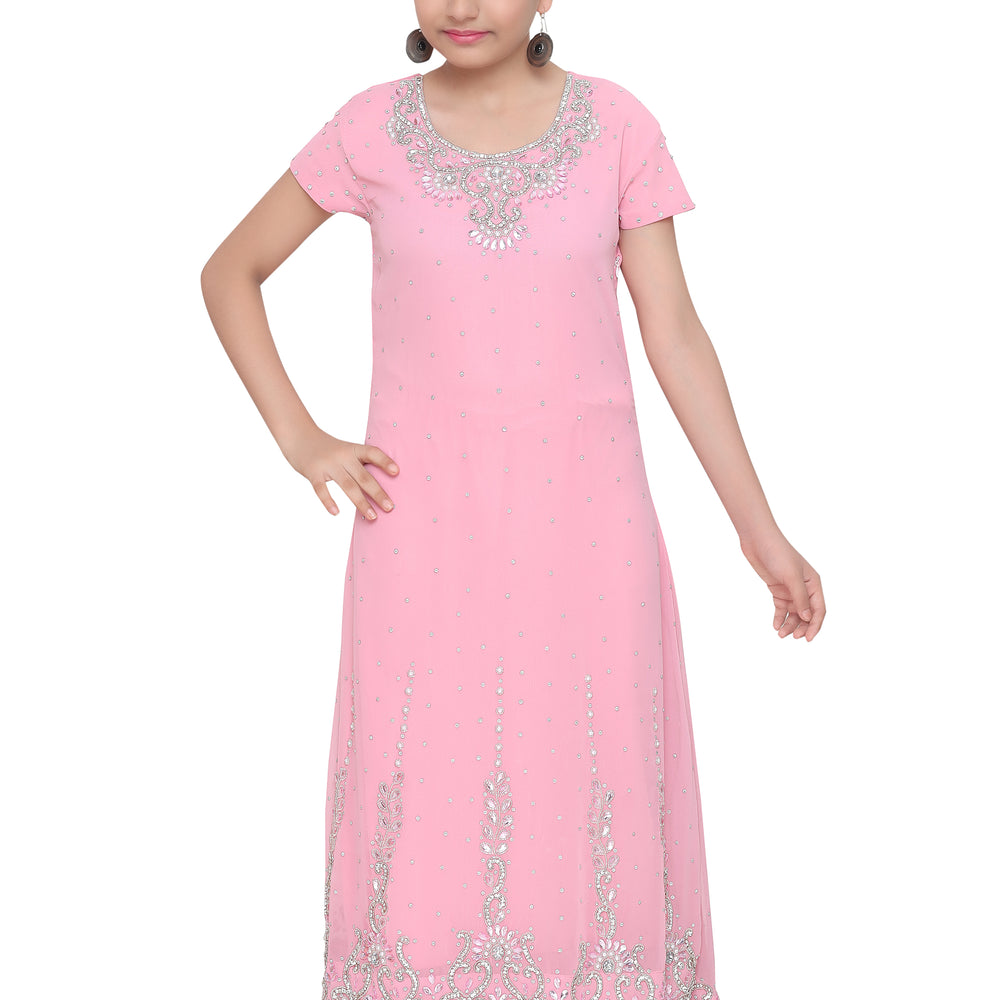 
                  
                    Designer Jalabiya Crystal Embroidered Dress For Kids - Maxim Creation
                  
                