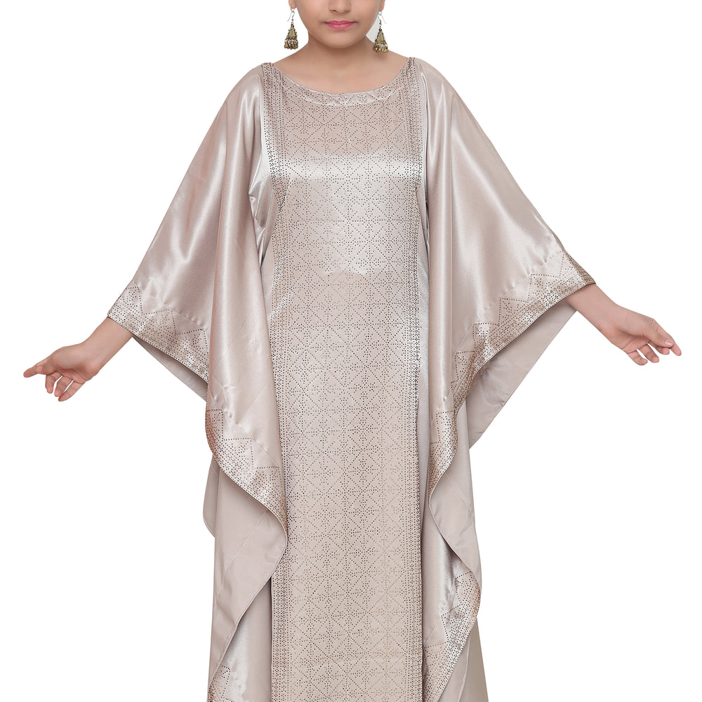 
                  
                    Beige Satin Maxi Dress For Kids - Maxim Creation
                  
                