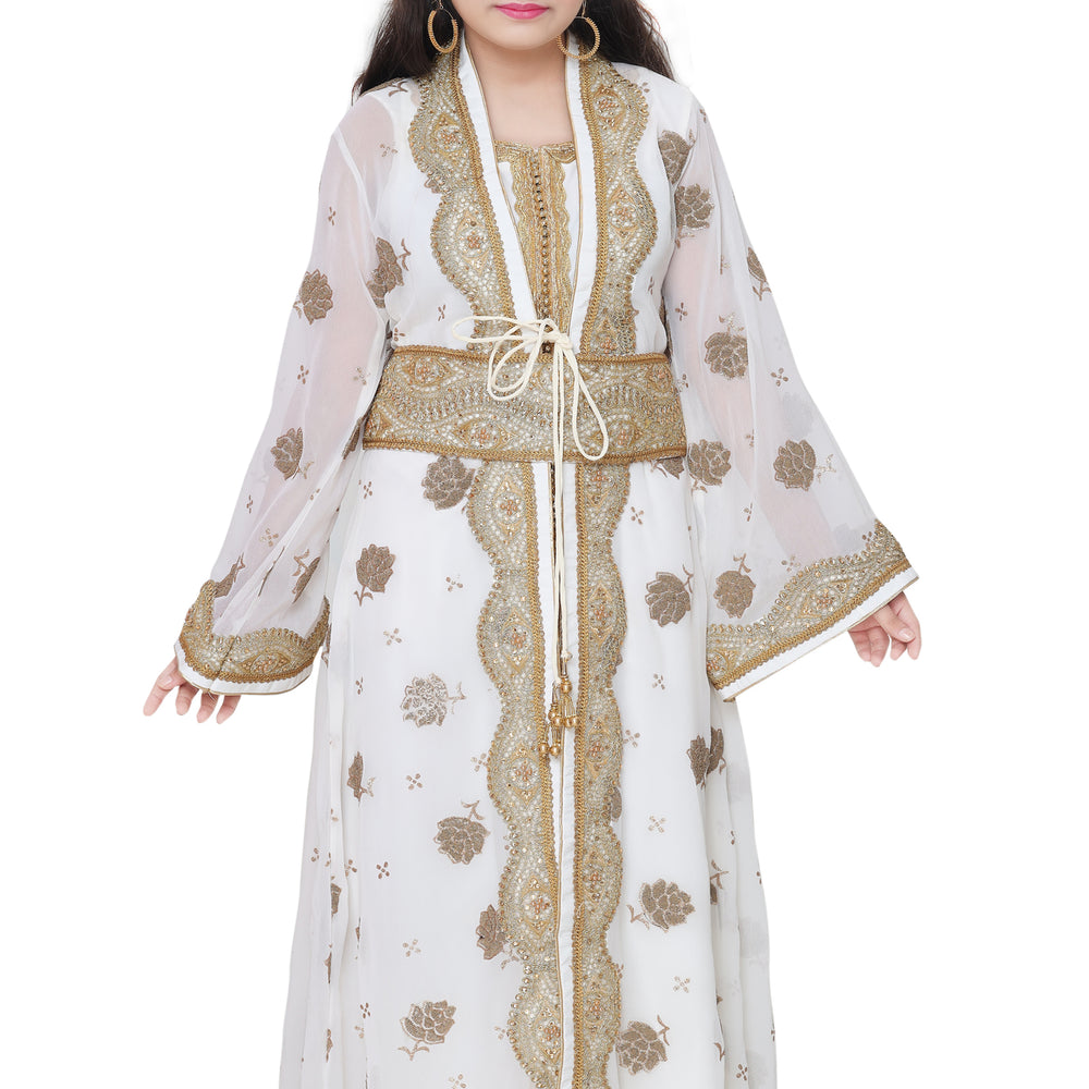 Arabian Maxi Self Printed Fabric Dress For Kids - Maxim Creation