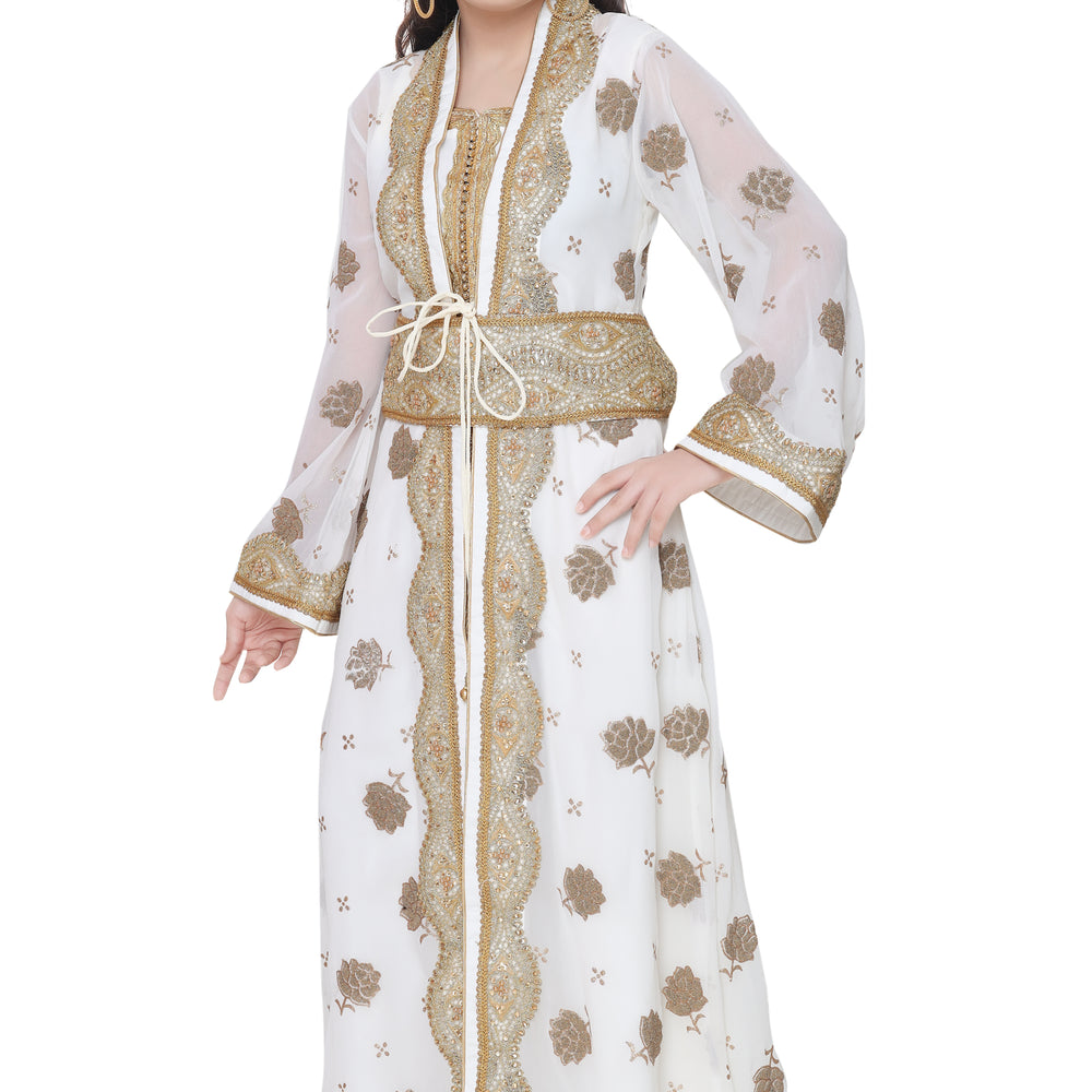 
                  
                    Arabian Maxi Self Printed Fabric Dress For Kids - Maxim Creation
                  
                