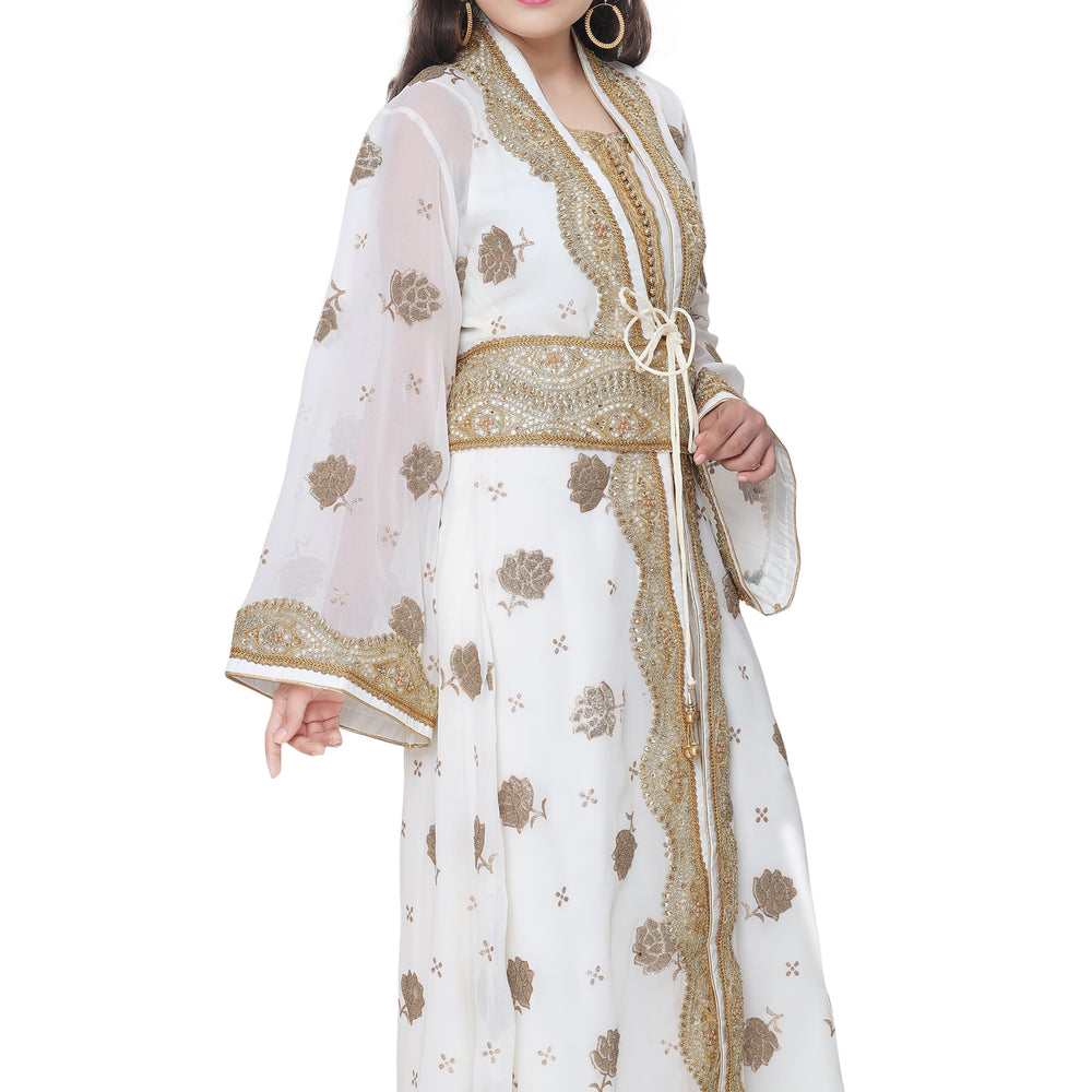 
                  
                    Arabian Kaftan Golden Embroidered Dress - Maxim Creation
                  
                