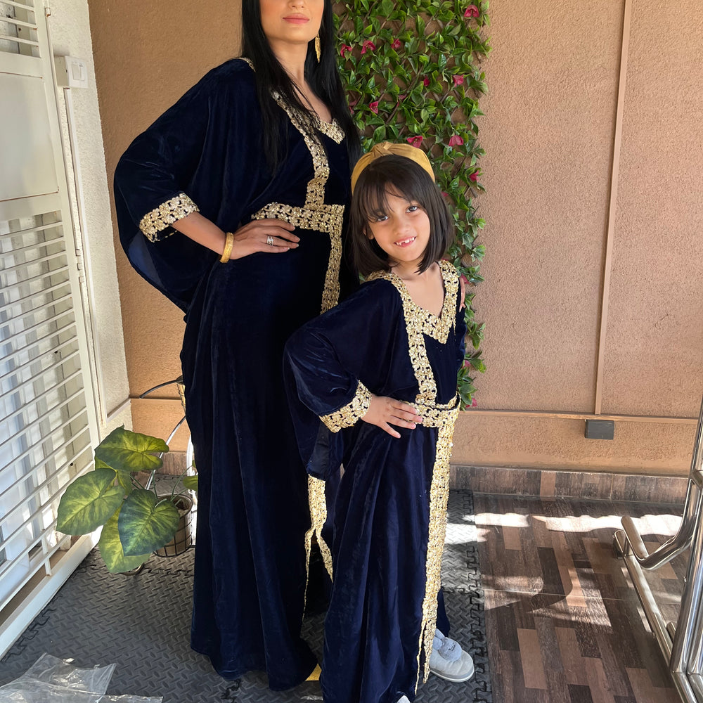 
                  
                    Designer Jalabiya Kaftan Embroidered Gown Mother & Daughter Combo Set
                  
                
