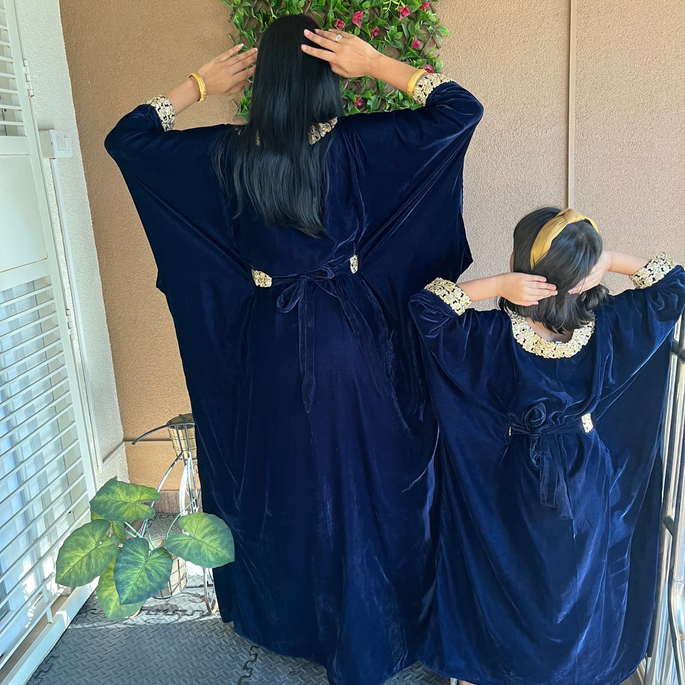 
                  
                    Designer Jalabiya Kaftan Embroidered Gown Mother & Daughter Combo Set
                  
                