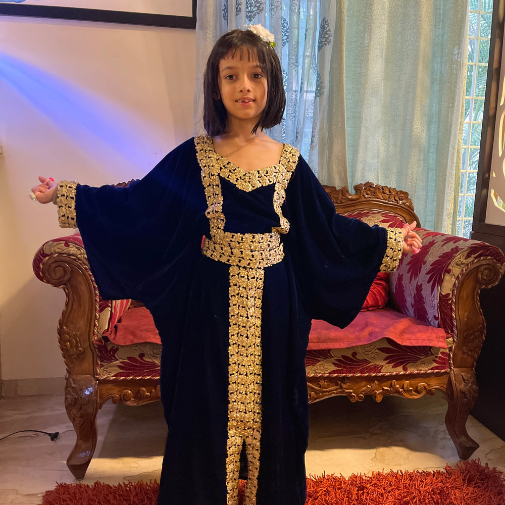 Designer Velvet Kaftan Party Gown For Youngsters