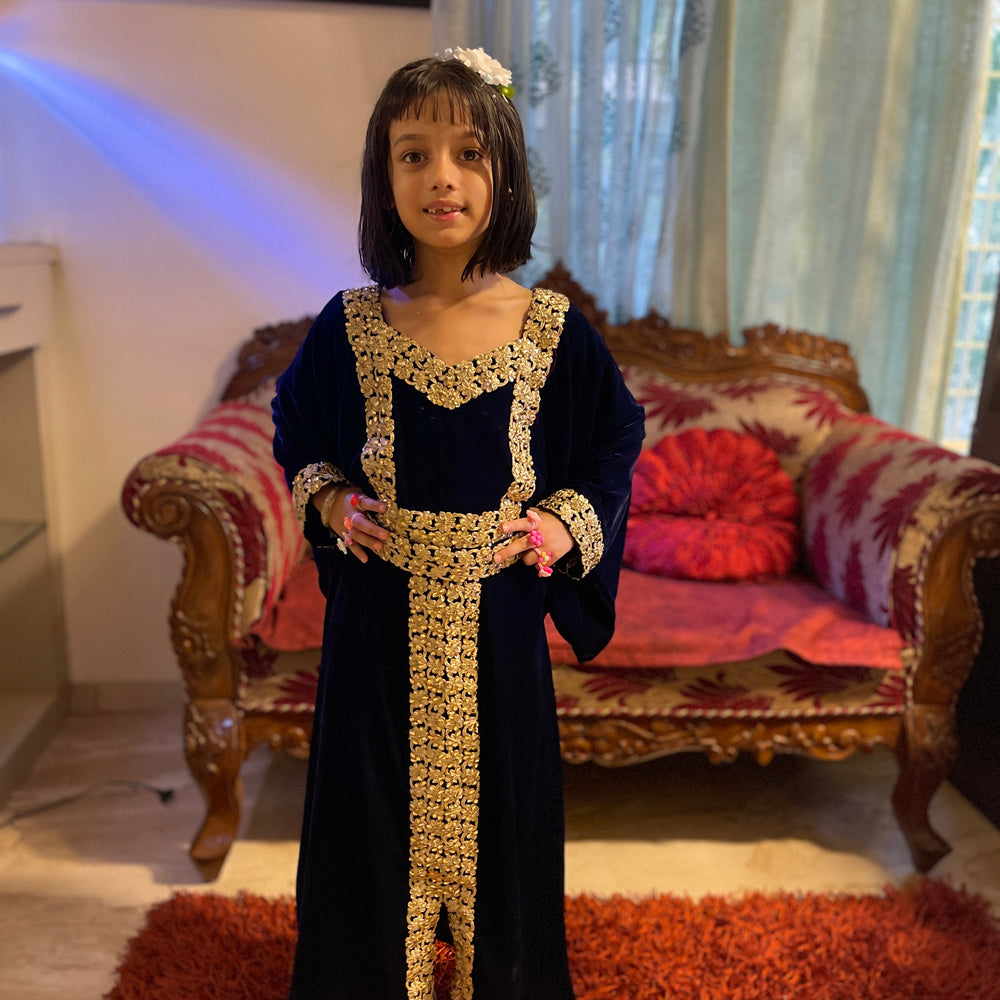 Designer Velvet Kaftan Party Gown For Youngsters