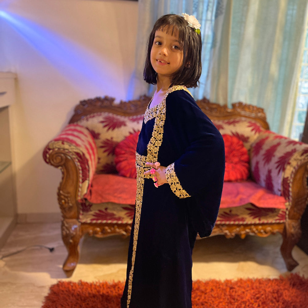 
                  
                    Designer Velvet Kaftan Party Gown For Youngsters
                  
                